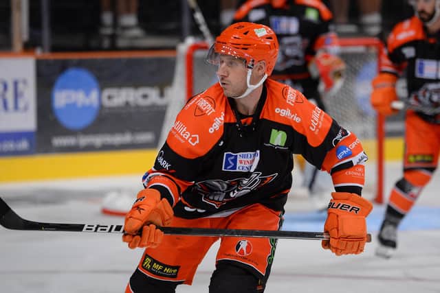 BACK IN THE GAME: Jonathan Phillips is looking forward to locking horns with former team-mate Anthony DeLuca when Sheffield Steelers visit Manchester Storm on Saturday night. Picture courtesy of Dean Woolley.