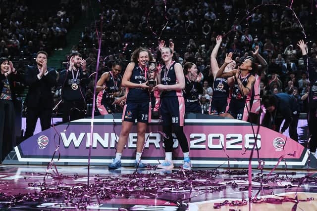 Investment in the women's game is important. Here, Sheffield Hatters celebrate winning the SLB Cup final on Sunday.