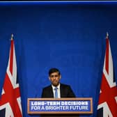 Prime Minister Rishi Sunak delivers a speech on the plans for net-zero commitments in the briefing room at 10 Downing Street, London. PIC: Justin Tallis/PA Wire