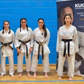 Carolina Alvarez Odell (far right) at the international KUGB karate Grand Slam event