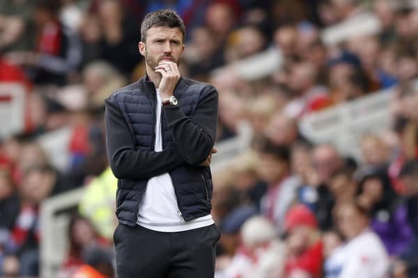 Middlesbrough manager Michael Carrick reacts on the touchline during the Sky Bet Championship match at the Riverside Stadium, Middlesbrough. Picture date: Monday May 8, 2023. PA Photo. See PA story SOCCER Middlesbrough. Photo credit should read: Richard Sellers/PA Wire.RESTRICTIONS: EDITORIAL USE ONLY No use with unauthorised audio, video, data, fixture lists, club/league logos or "live" services. Online in-match use limited to 120 images, no video emulation. No use in betting, games or single club/league/player publications.