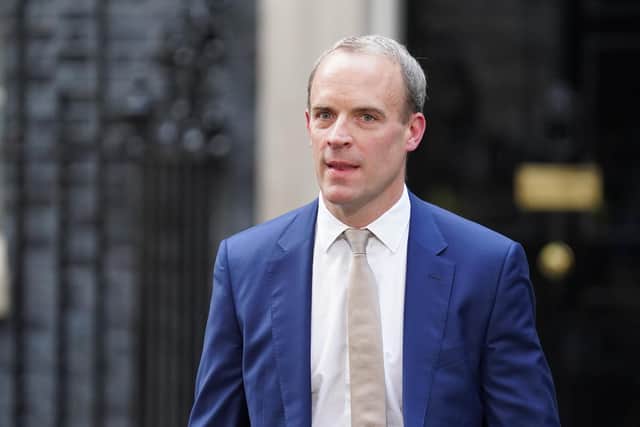 File photo dated 25/10/2022 of Dominic Raab, has said he will resign from Rishi Sunak's Cabinet, following the conclusion of an inquiry into bullying allegations.