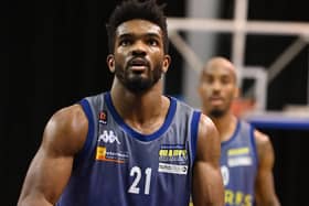 Marcus Delpeche in action for Sheffield Sharks, has had to bide his time on returning from injury in 2023/24 (Picture: Bruce Rollinson)