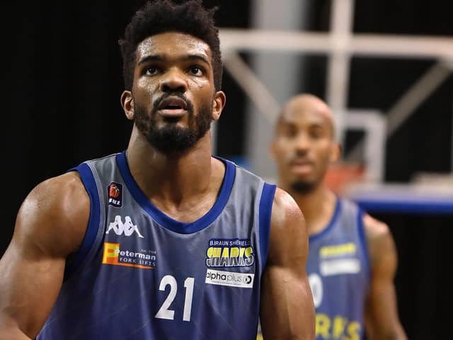 Marcus Delpeche in action for Sheffield Sharks, has had to bide his time on returning from injury in 2023/24 (Picture: Bruce Rollinson)