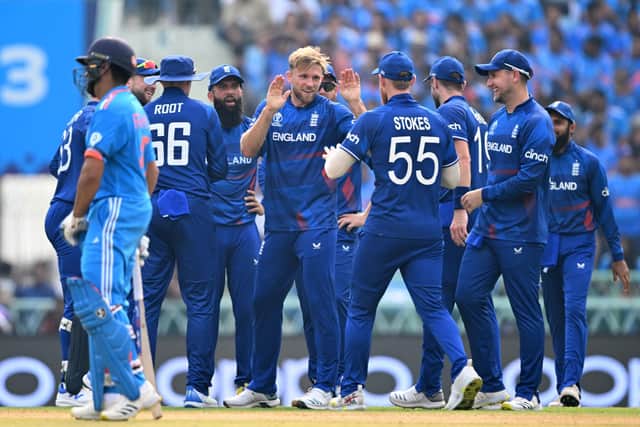 David Willey, the former Yorkshire all-rounder, captured the key wicket of Virat Kohli but it was a false dawn for England as they were hammered once again. Photo by Sajjad Hussain/AFP via Getty Images.