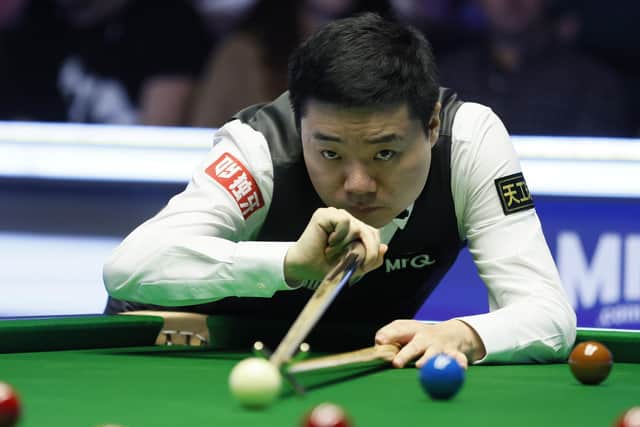 Ding Junhui during his match against Mark Allen (not pictured)on day one of the MrQ UK Championship 2023 at York Barbican. Picture date: Saturday November 25, 2023. PA Photo. See PA story SNOOKER York. Photo credit should read: Richard Sellers/PA WireRESTRICTIONS: Use subject to restrictions. Editorial use only, no commercial use without prior consent from rights holder.