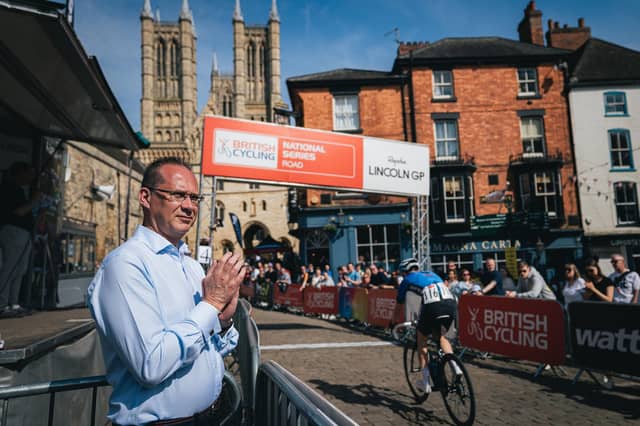 Hands on role: British Cycling chief executive Jon Dutton attends the Lincoln Grand Prix in his first month in the job last May as he looks to enhance cycling's role in the sporting and social agenda. (Picture: Alex Whitehead/SWPix.com)