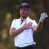 In pain: Danny Willett holds his shoulder in pain during the first round of the BMW PGA Championship last September (Picture: Richard Heathcote/Getty Images)