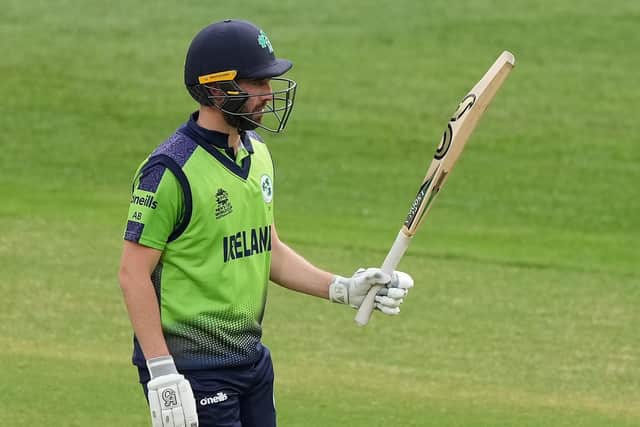 Leading by example: Ireland captain Andrew Balbirnie acknowledges his half century en route to the game's top score of 62. Photo: Scott Barbour/PA Wire.