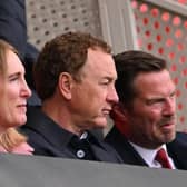 Steve Gibson (centre) looks on from the stands. (Pic credit: Stu Forster / Getty Images)