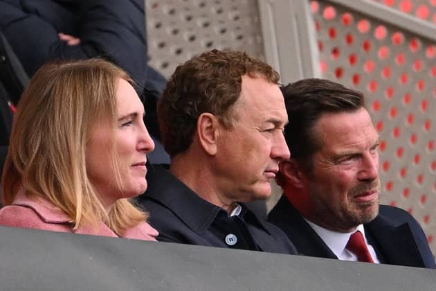 Steve Gibson (centre) looks on from the stands. (Pic credit: Stu Forster / Getty Images)