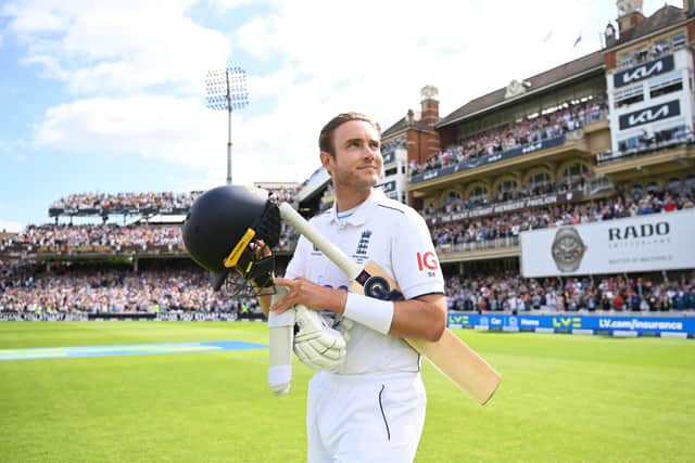 Stuart Broad's last act with the bat was to hit a six. Can he go out in similar style with ball in hand in his final day of cricket? (Picture: Gareth Copley/Getty Images)