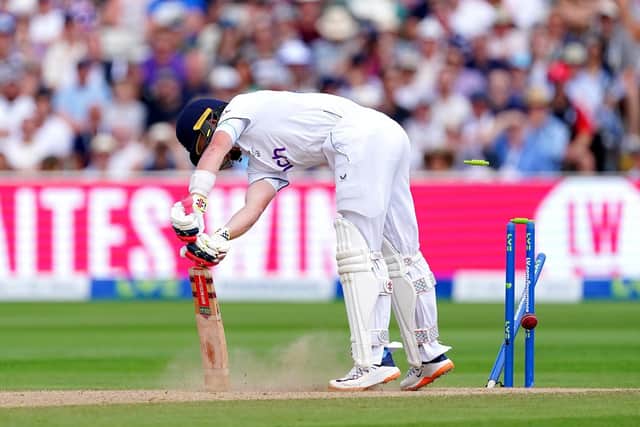 THE LOWS: England's Ollie Pope is bowled by Australia's Pat Cummins during day four of the first Ashes Test at Edgbaston. Picture: Mike Egerton/PA