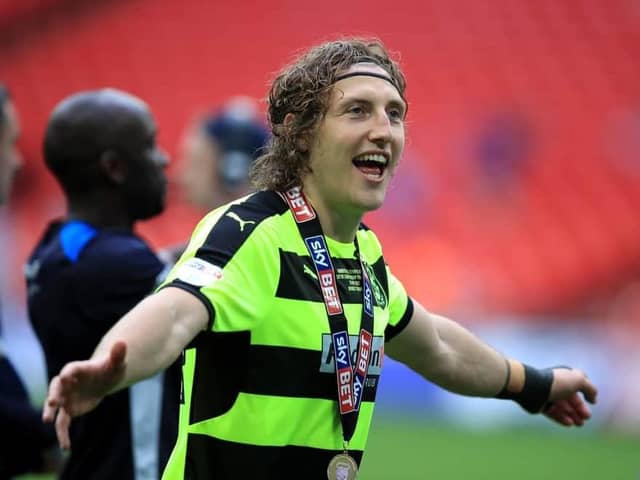 Huddersfield Town's Michael Hefele celebrates after winning the Sky Bet Championship play-off final at Wembley Stadium, London in 2017. (Picture: Mike Egerton/PA Wire)