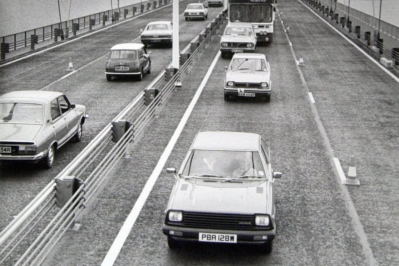 First in the queue on the north bank was a car transporter driven by David Fowler who had been parked since 2pm the previous day. Behind him, in the first car in the queue , was Christine Goodrum.  She had promised her three God-children they would be among the first to cross the bridge.