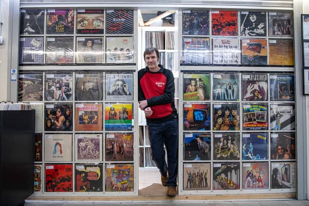 Steve Mathie owner of Spin It Records, one of the country's oldest vinyl stores which is celebrating its 30th anniversary of being in Trinity Market in Hull photographed by Tony Johnson for The Yorkshire Post. 29th March 2024
