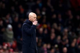 MANCHESTER, ENGLAND - FEBRUARY 08: Erik ten Hag, Manager of Manchester United during the Premier League match between Manchester United and Leeds United at Old Trafford on February 08, 2023 in Manchester, England. (Photo by Naomi Baker/Getty Images)