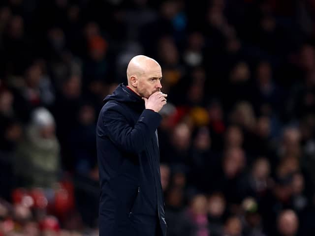 MANCHESTER, ENGLAND - FEBRUARY 08: Erik ten Hag, Manager of Manchester United during the Premier League match between Manchester United and Leeds United at Old Trafford on February 08, 2023 in Manchester, England. (Photo by Naomi Baker/Getty Images)