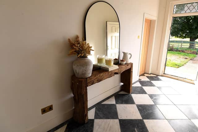 The new hall, with flooring from The Tile Company in York. Laura and her father made the table and there is a how-to reel on her Instagram. Picture by Simon Hulme.