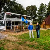 David and Andrew Kelly with the newly converted bus, which is now a holiday let
