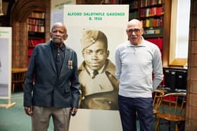 Alford Gardner, left, with his son, Howard, at the exhibition at Leeds Central Library.
Picture by David Lindsay
