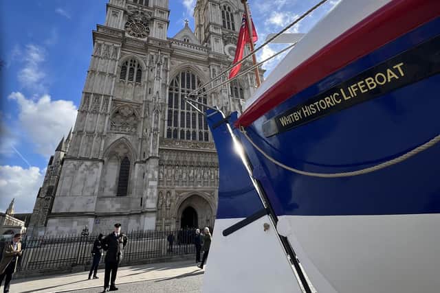 The William Riley stood outside Westminster Abbey in London this week as the nation celebrated 200 years since the establishment of the RNLI organisation.