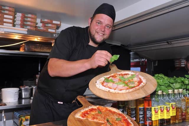 Scott Gibbon owner of the Big Red Oven showcasing his pizzas at the first North Leeds Food Festival in Roundhay Park. (Pic credit: Tony Johnson)