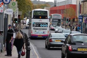 Buses on the A65 Otley Road through Headingley