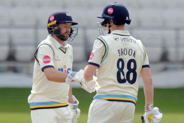 Adam Lyth, left, and Harry Brook shared a sparkling partnership. Picture: Dave Williams cricketphotos.co.uk