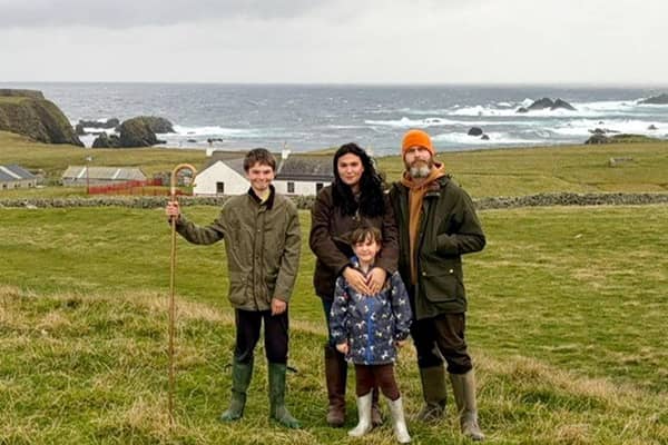 Katy Phenix, 33, her partner Josh Moore, 35, children, Hetty, 6, and Teddy, 11, moved to Fair Isle, Scotland, along with three dogs, and four cats.