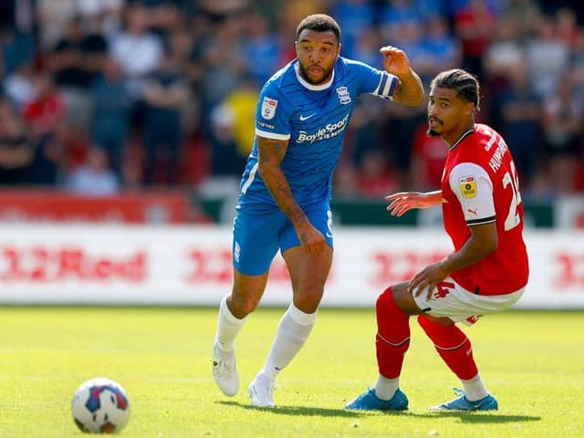 INJURY BLOW: Rotherham United's Cameron Humphreys (right) challenging Troy Deeney of Birmingham City
