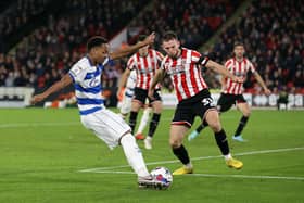 Queens Park Rangers' Chris Willock scores their side's first goal of the game during the Sky Bet Championship match at Bramall Lane, Sheffield. Picture date: Tuesday October 4, 2022. PA Photo. See PA story SOCCER Sheff Utd. Photo credit should read: Nigel French/PA Wire.