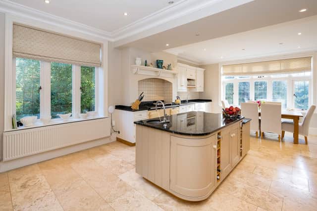 Light floods into most of the house's five reception rooms and bedrooms. The kitchen units are by Clarity Arts in Summerbridge. There is also a formal dining room and many spots to enjoy the beautiful views over the gardens and grounds.