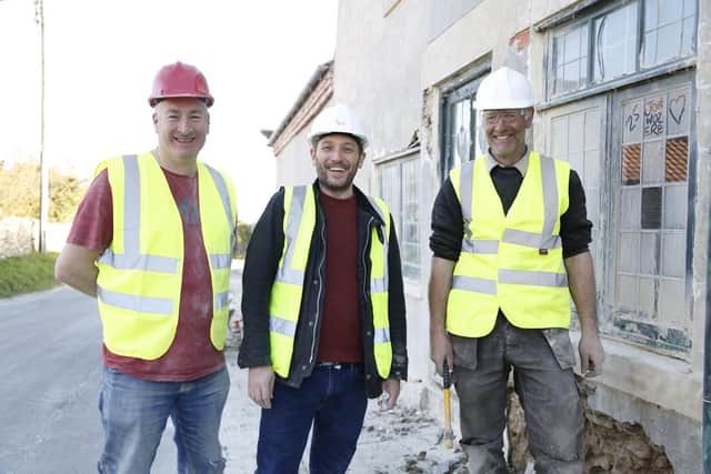 Jon Richardson with team members at the Plough Inn at Fadmoor