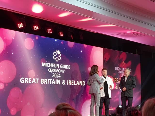 Joshua Overington of Mýse accepting the restaurants first Michelin Star award.