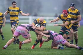 Leading the charge: Leeds Tykes captain Toby Williams takes the fight to Dings Crusaders at the Sycamores on Saturday.
