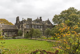 Autumn view of the house at East Riddlesden Hall, West Yorkshire