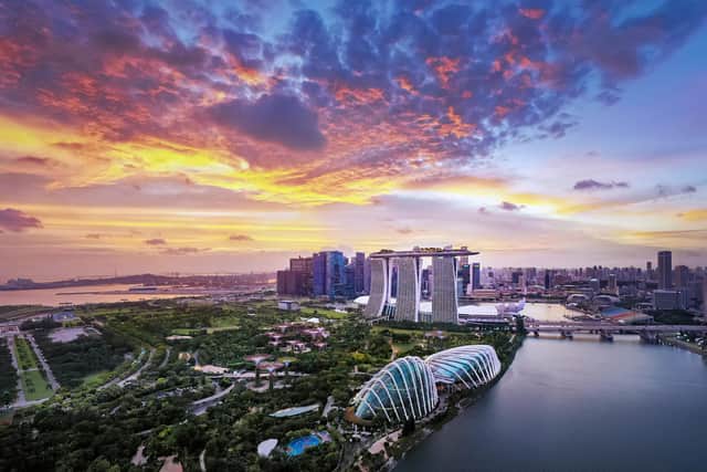 Marina Bay Hotel, Gardens by the Bay and the skyline. Picture credit: Singapore Tourism Board/PA