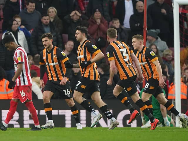 TIMELY INTERVENTION: Hull City’s Ozan Tufan celebrates after scoring a last minute equaliser against Sunderland at the Stadium of Light. Picture: Owen Humphreys/PA