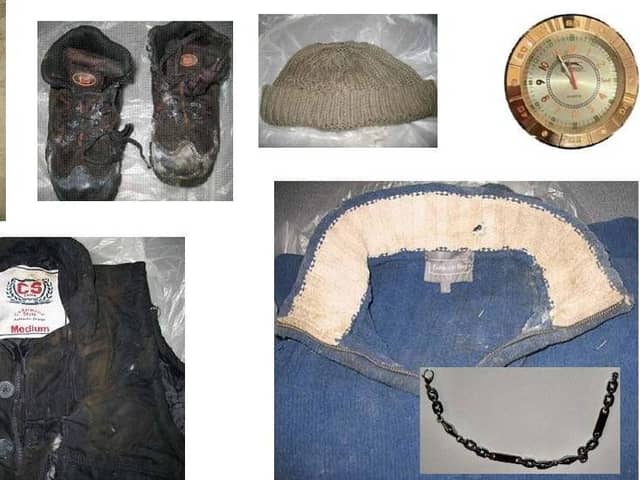 Items and clothing found on the man who died on January 5, 2012