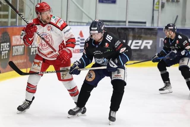 WINNER: Sam Towner - pictured playing for Sheffield Steeldogs against Swindon Wildcats last season. Picture courtesy of Peter Best