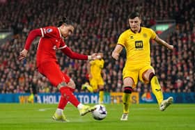 Liverpool's Darwin Nunez (left) attempts a shot on goal during the Premier League match against Sheffield United. Picture: Peter Byrne/PA Wire.