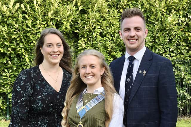 Luke Brignall, of Wetwang, with fellow Young Farmers' National Federation council vice chair Alex McMenemy and chair Jessica Rose.