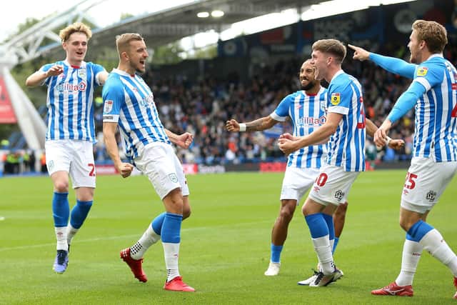 Huddersfield Town's Michal Helik celebrates scoring their side's second goal of the game against Hull (Picture: PA)