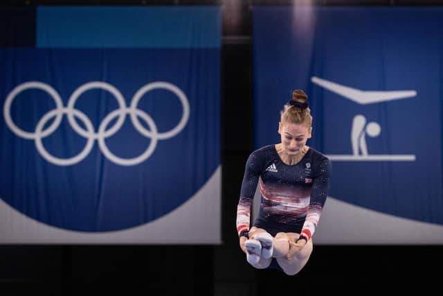 Britain's Bryony Page competes in the women's final of the Trampoline Gymnastics event during Tokyo 2020 Olympic Games at Ariake Gymnastics centre in Tokyo, on July 30, 2021. (Picture: YUKI IWAMURA/AFP via Getty Images)