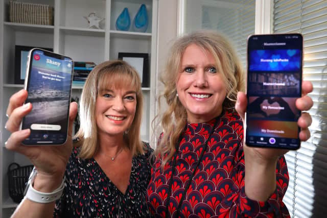 Nurse Karen Storey with ShinyMind founder, Rebecca Howard. The company has gifted its award-winning app to all nurses, midwives and healthcare support workers in England to support their wellbeing. Picture by Simon Williams.