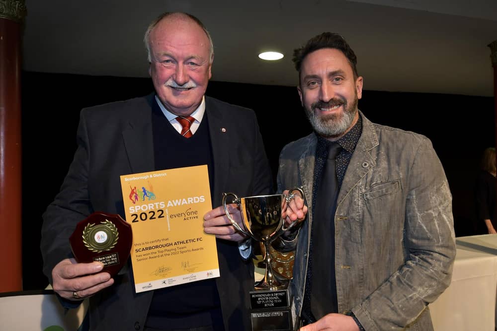 PROGRESS: Scarborough chairman Trevor Bull (left) with manager Jonathan Greening
