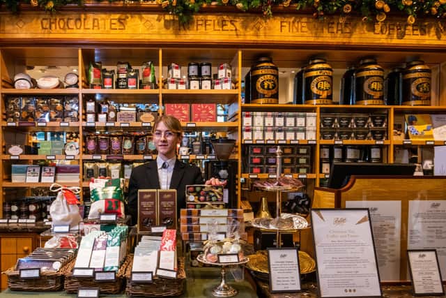 Heather Tempest Elliot of York, has worked at Bettys for 10 years. She is also a fine linocut artist and has just designed the Christmas packaging for their new range of biscuits.