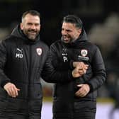 Interim Barnsley head coach Martin Devaney (left), pictured with ex-chief Poya Asbaghi back in 2021-22. Picture: Bruce Rollinson.