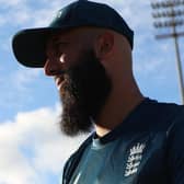 Moeen Ali of England warms up ahead of play during the T20 International between West Indies and England (Picture: Ashley Allen/Getty Images)